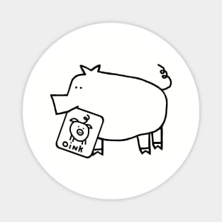 Cute Animals Pig Self Portrait Outline Magnet